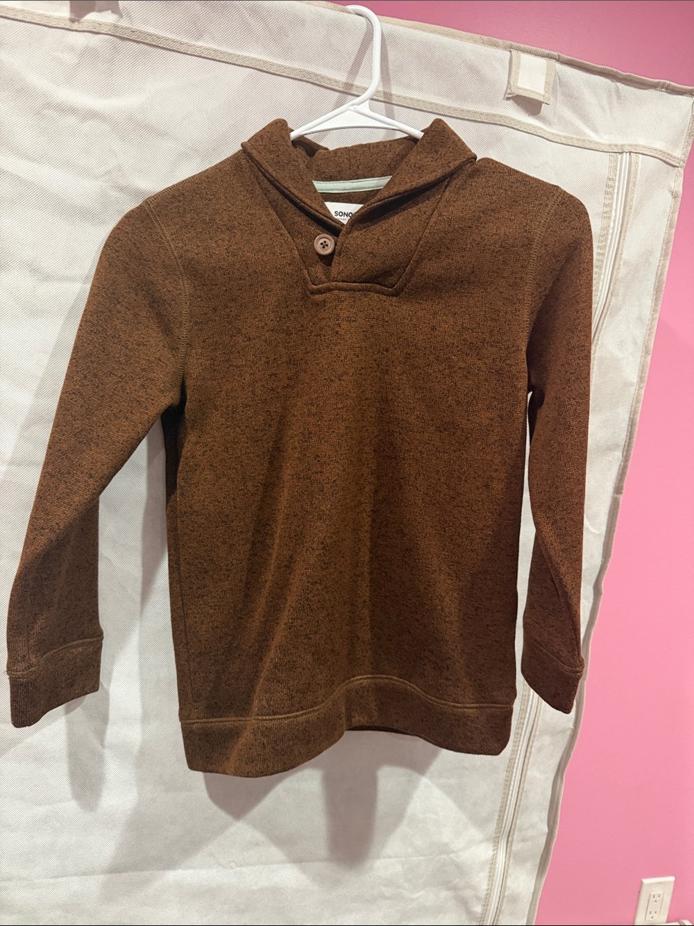 Sonoma Brown Shawl-Collar Pullover Hoodie for Kids